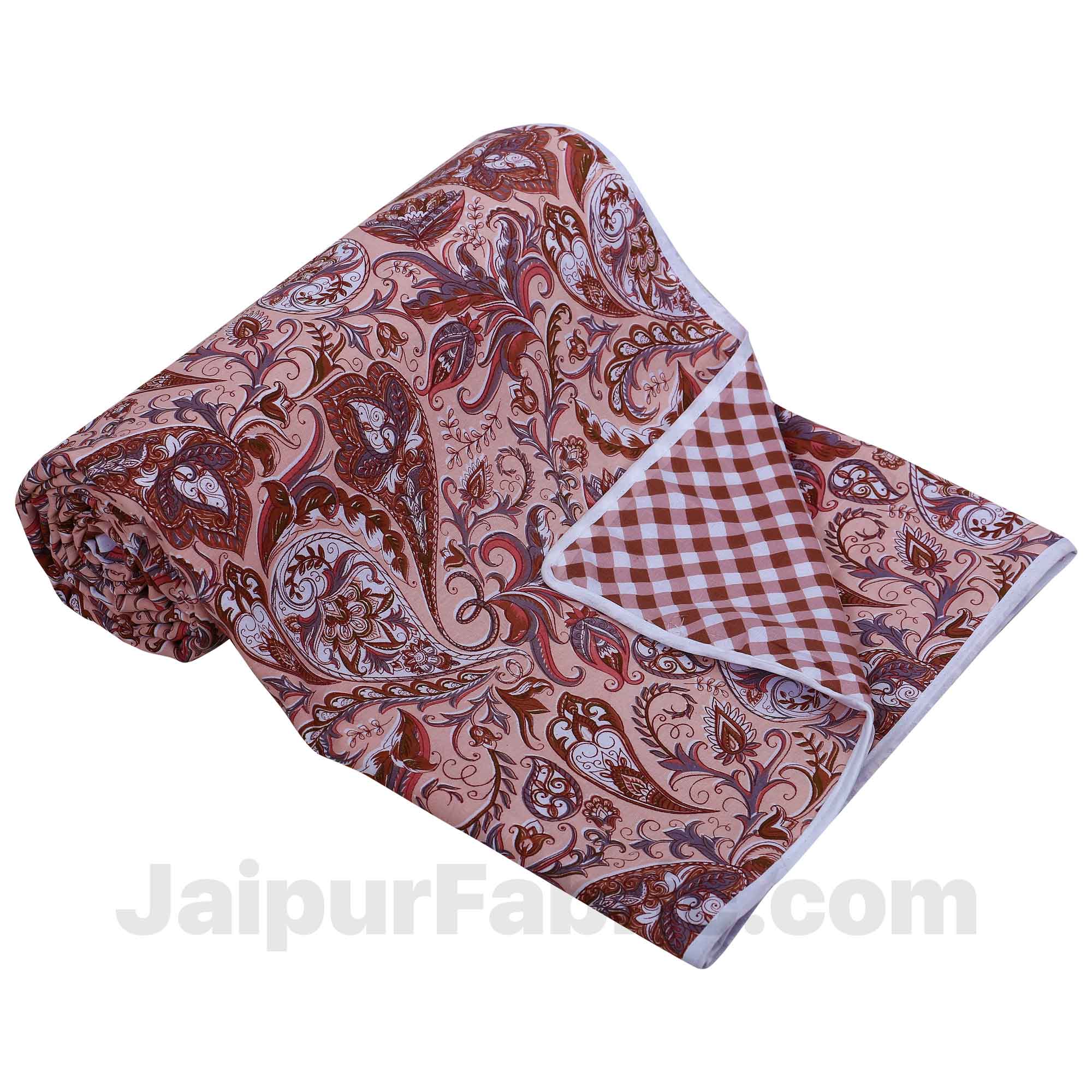 Pure Cotton Ethnic Print Reversible Single Bed Blanket/ Duvet/Quilt/AC Dohar