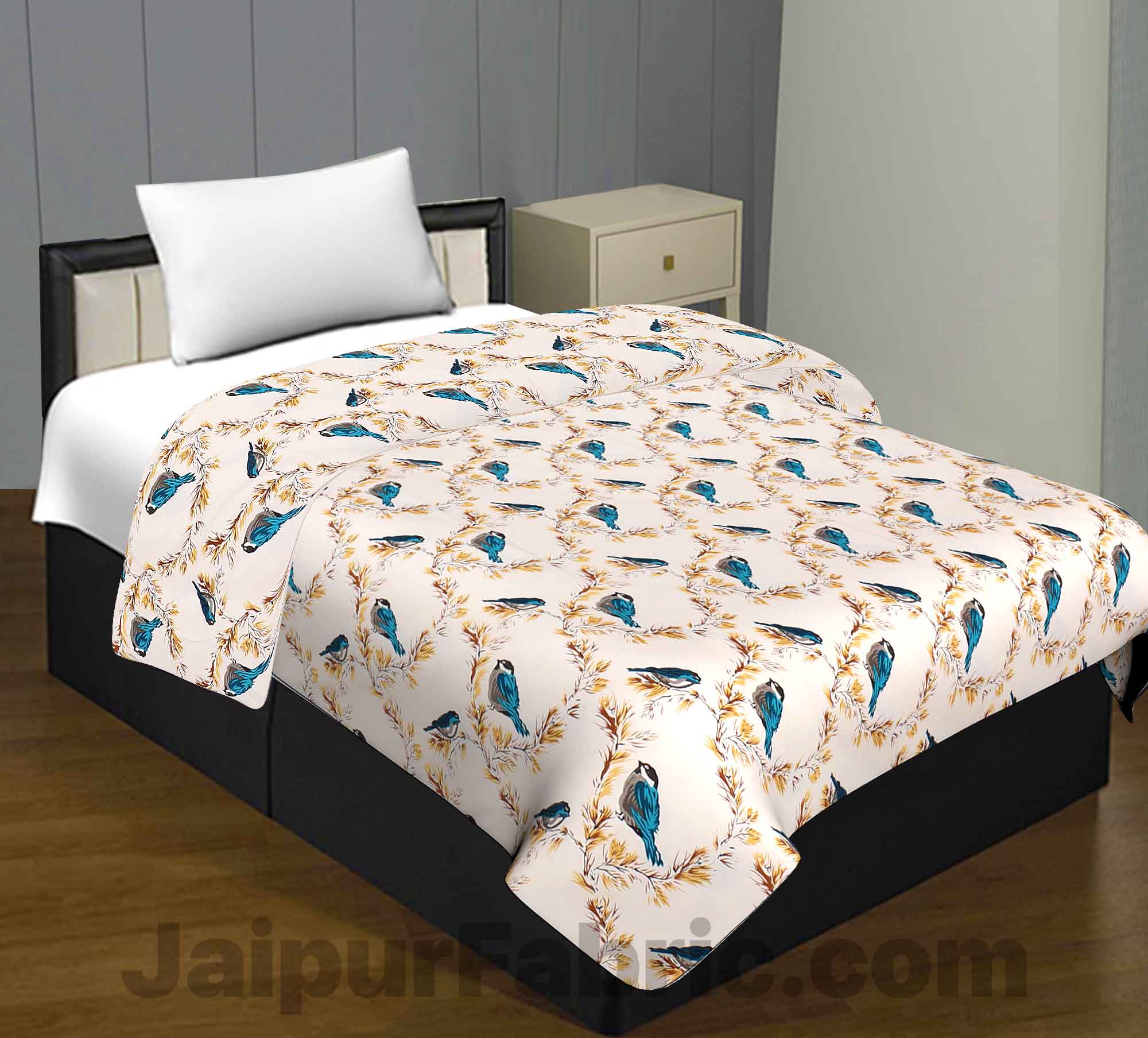 Pure Cotton Indian Bird Reversible Single Bed Blanket/ Duvet/Quilt/AC Dohar