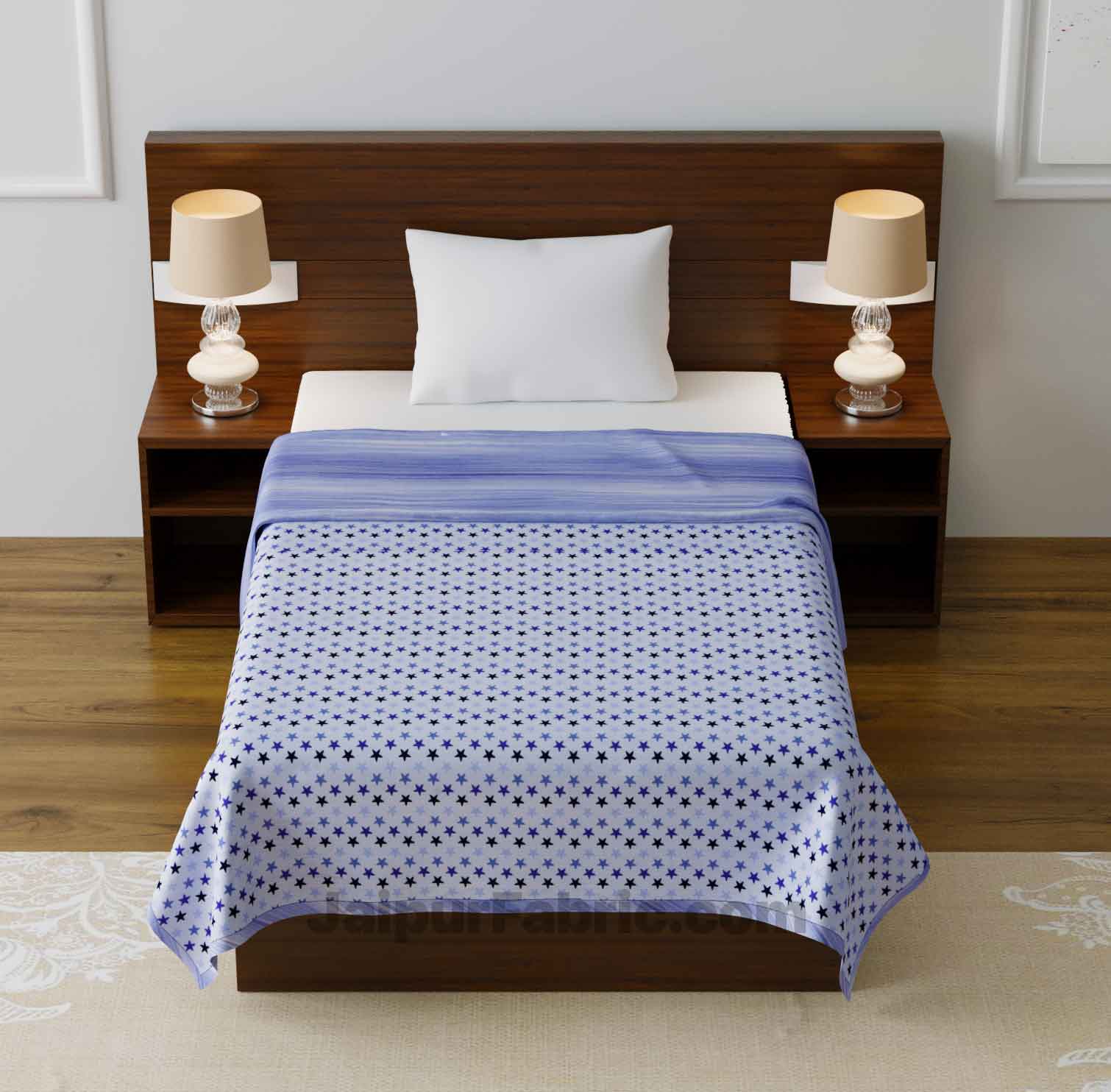 Pure Cotton Multi Blue Star Reversible Single Blanket/Duvet/Quilt/AC Dohar