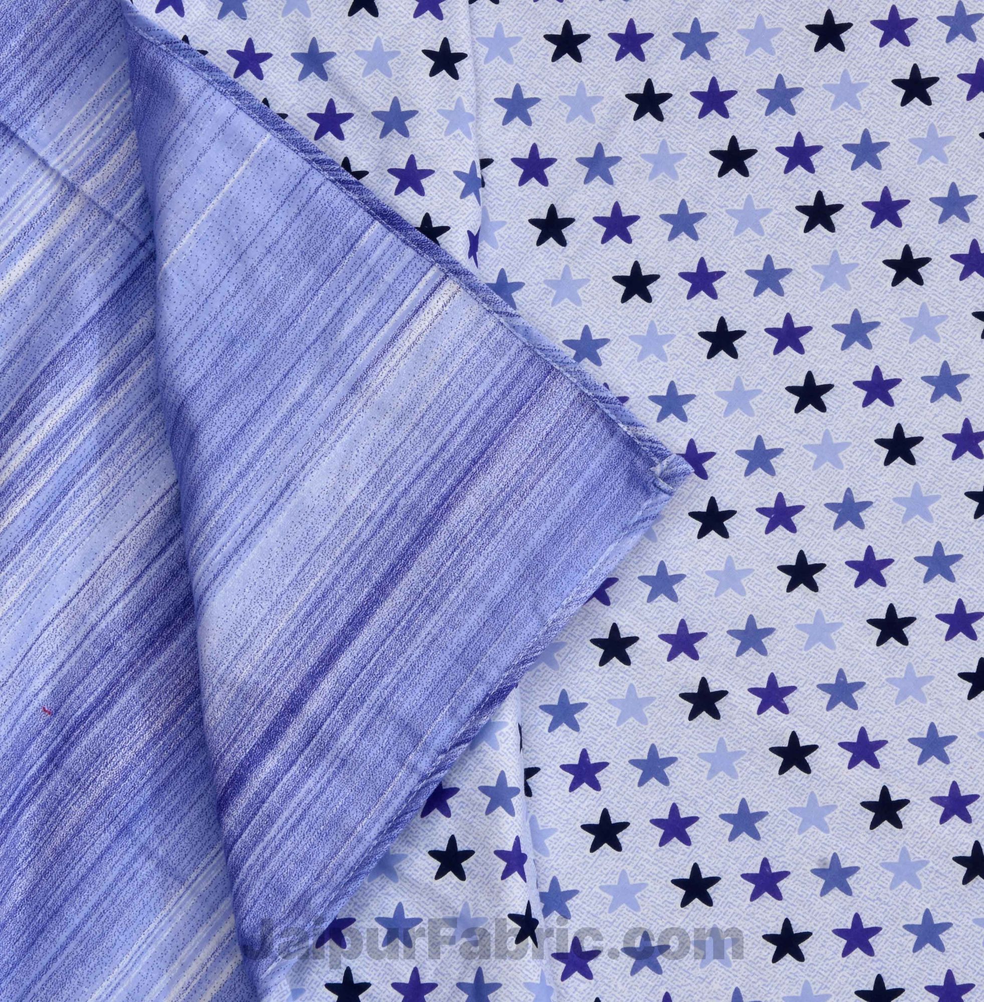 Pure Cotton Multi Blue Star Reversible Single Blanket/Duvet/Quilt/AC Dohar