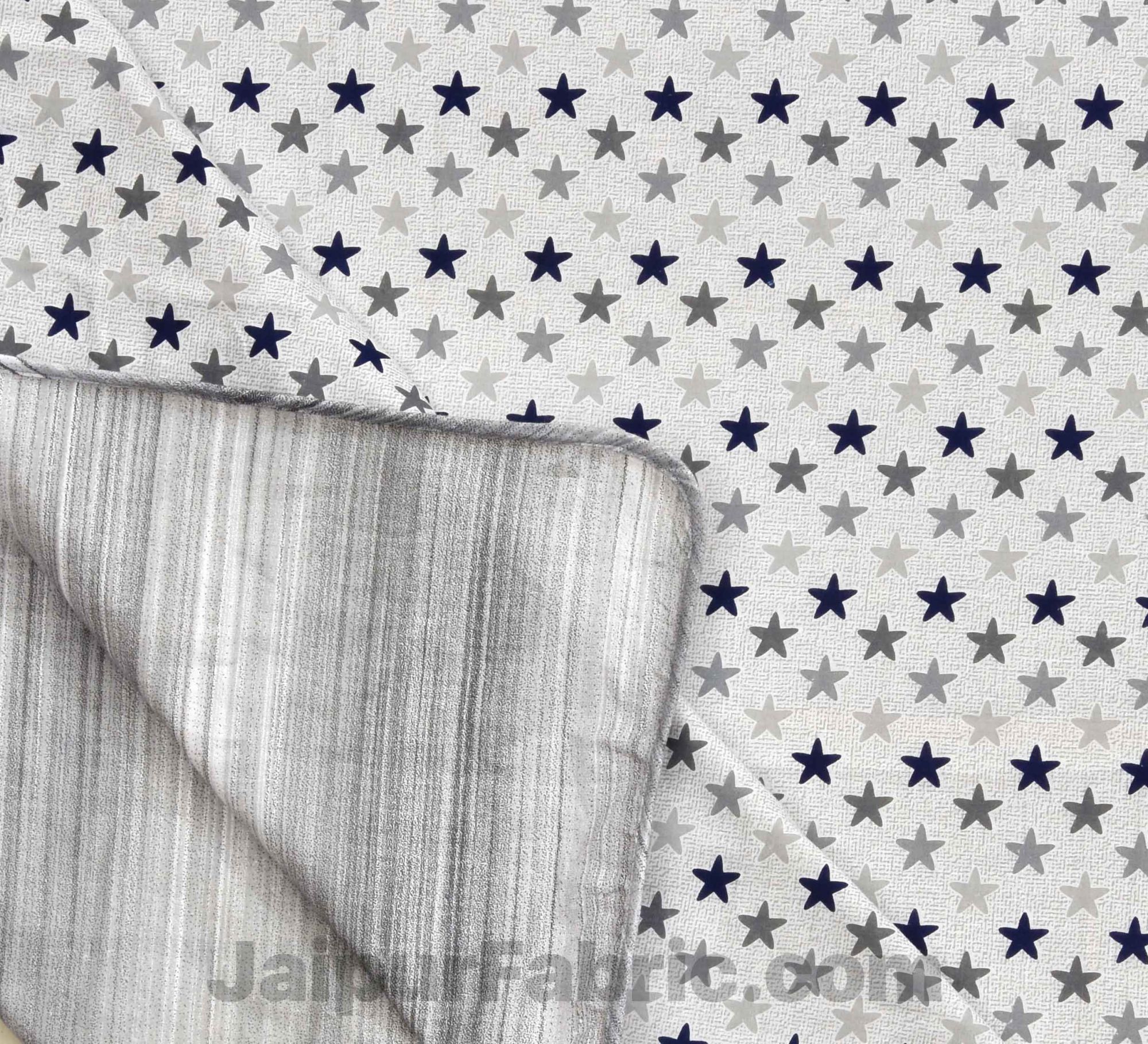 Pure Cotton Multi Grey Star Reversible Double Blanket/Duvet/Quilt/AC Dohar