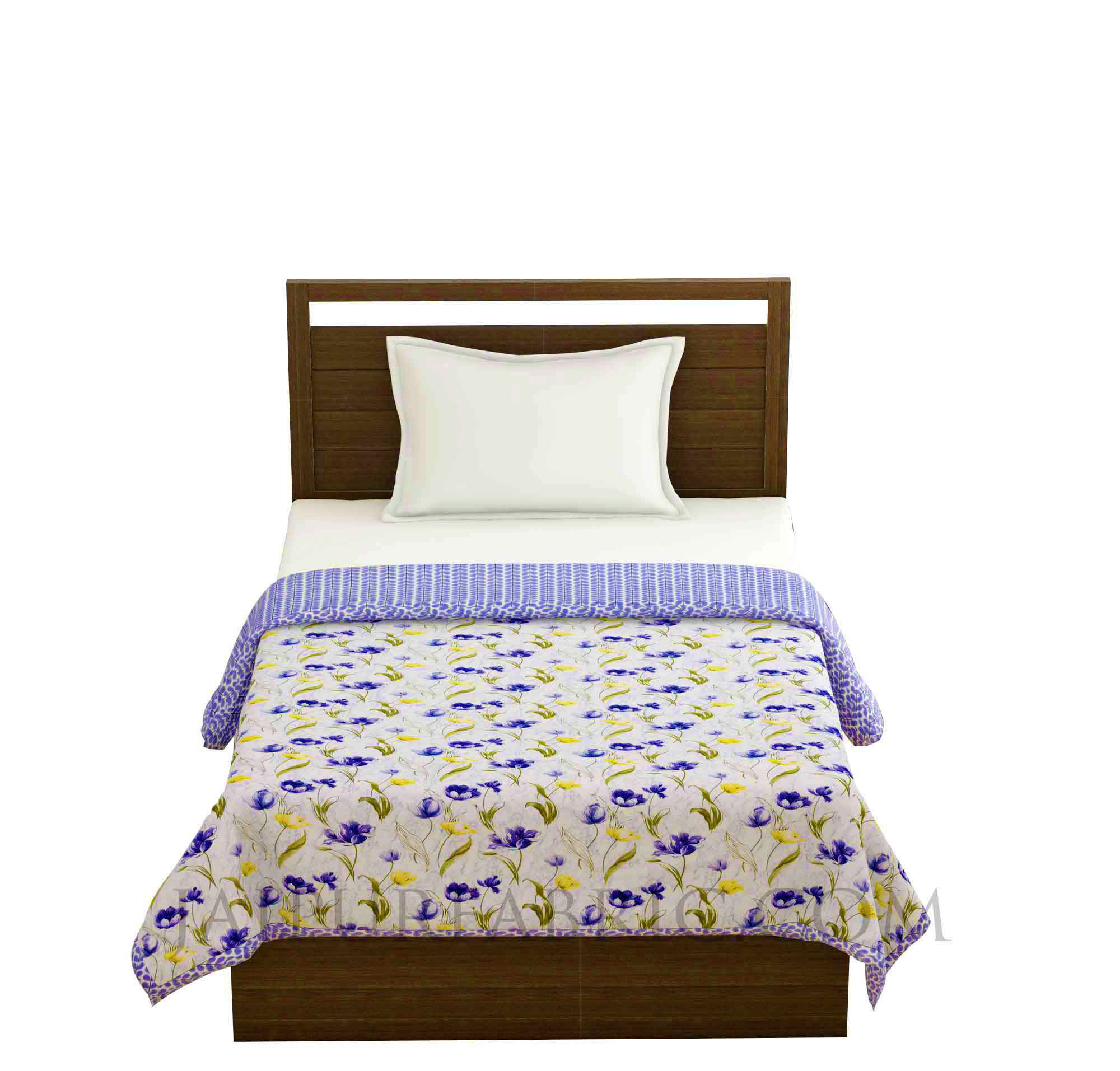 Lightweight Reversible Single Bed Dohar Blue Flower Skin Friendly Pure Cotton MulMul Blanket / AC Comforter / Summer Quilt