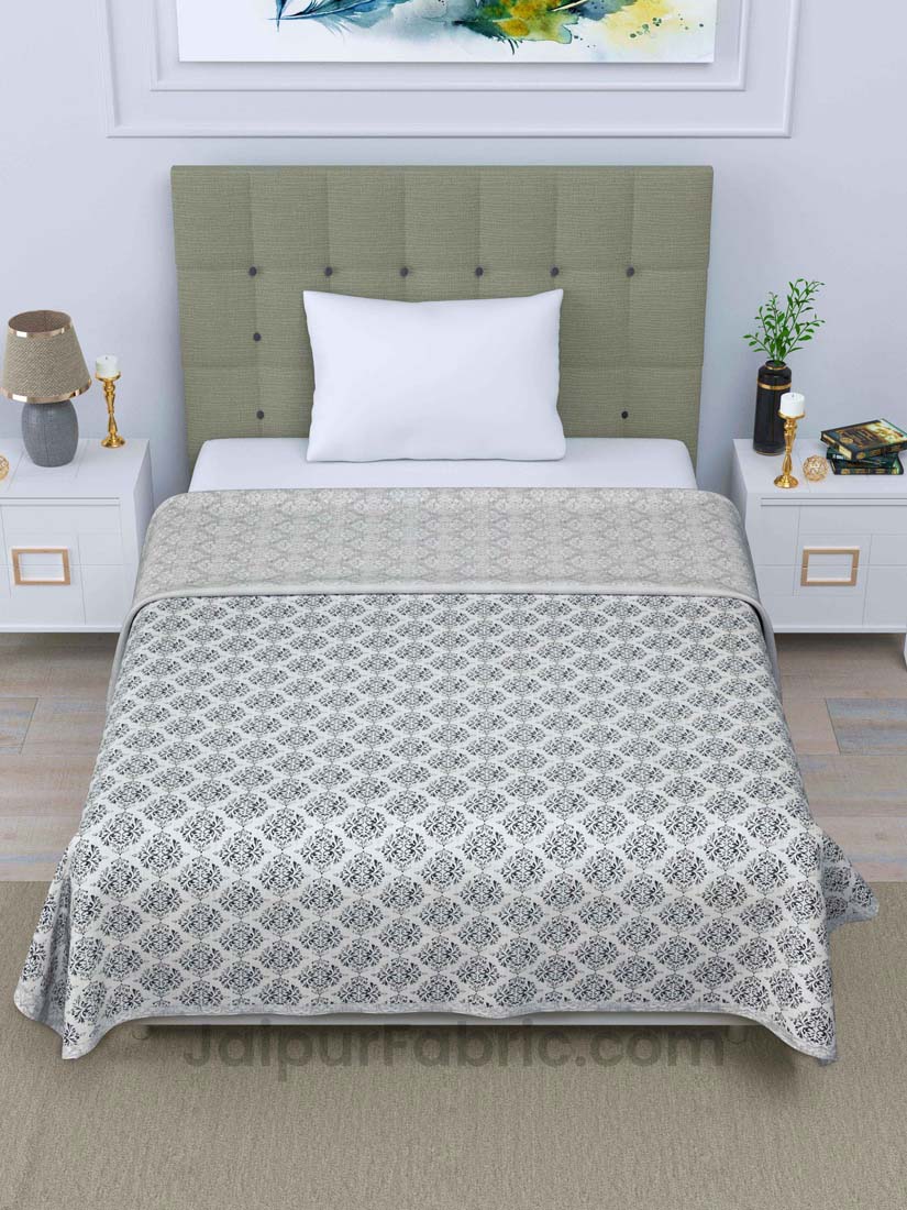 JaipurFabric® Gray Ethnic Single Bed Reversible Dohar