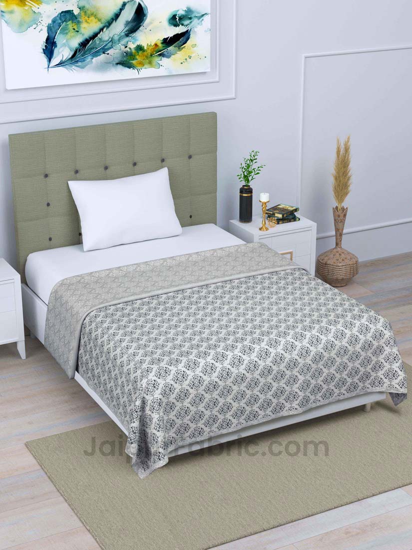 JaipurFabric® Gray Ethnic Single Bed Reversible Dohar