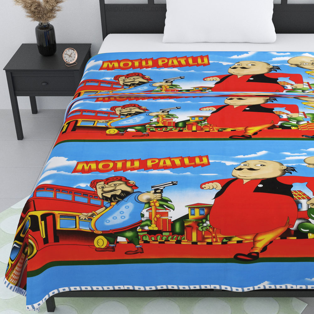 Motu Patlu Cotton Dohar for Kids Single Bed