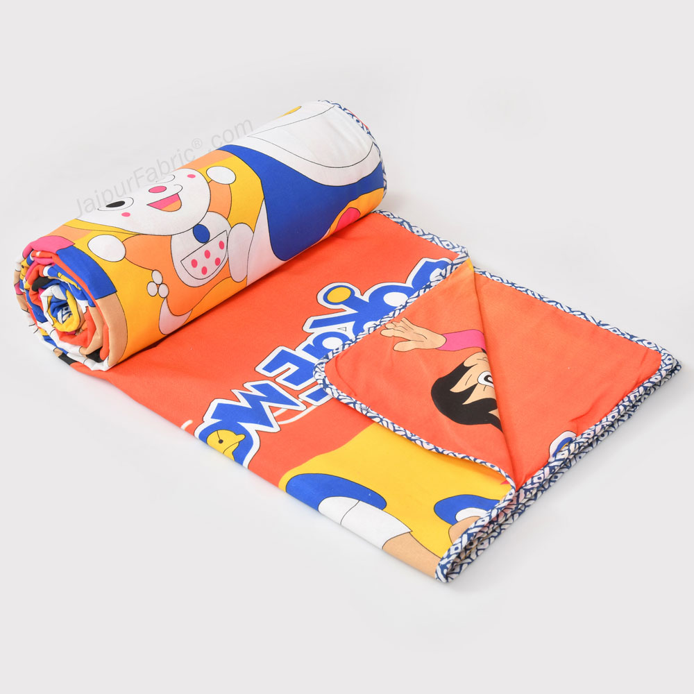 Nobita Doraemon Cotton Dohar for Kids Single Bed