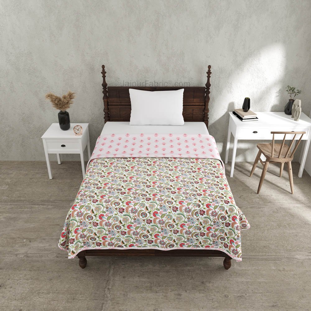 Colorful Blossomy Pure Cotton Single Bed Dohar