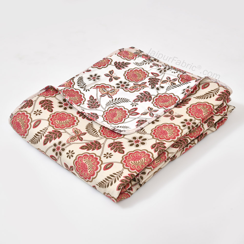 Pink Butterflies  Pure Cotton Single Bed Dohar