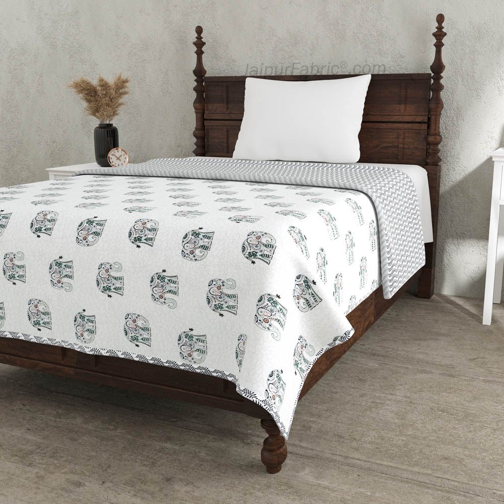 Green Elephant Pure Cotton Single Bed Dohar