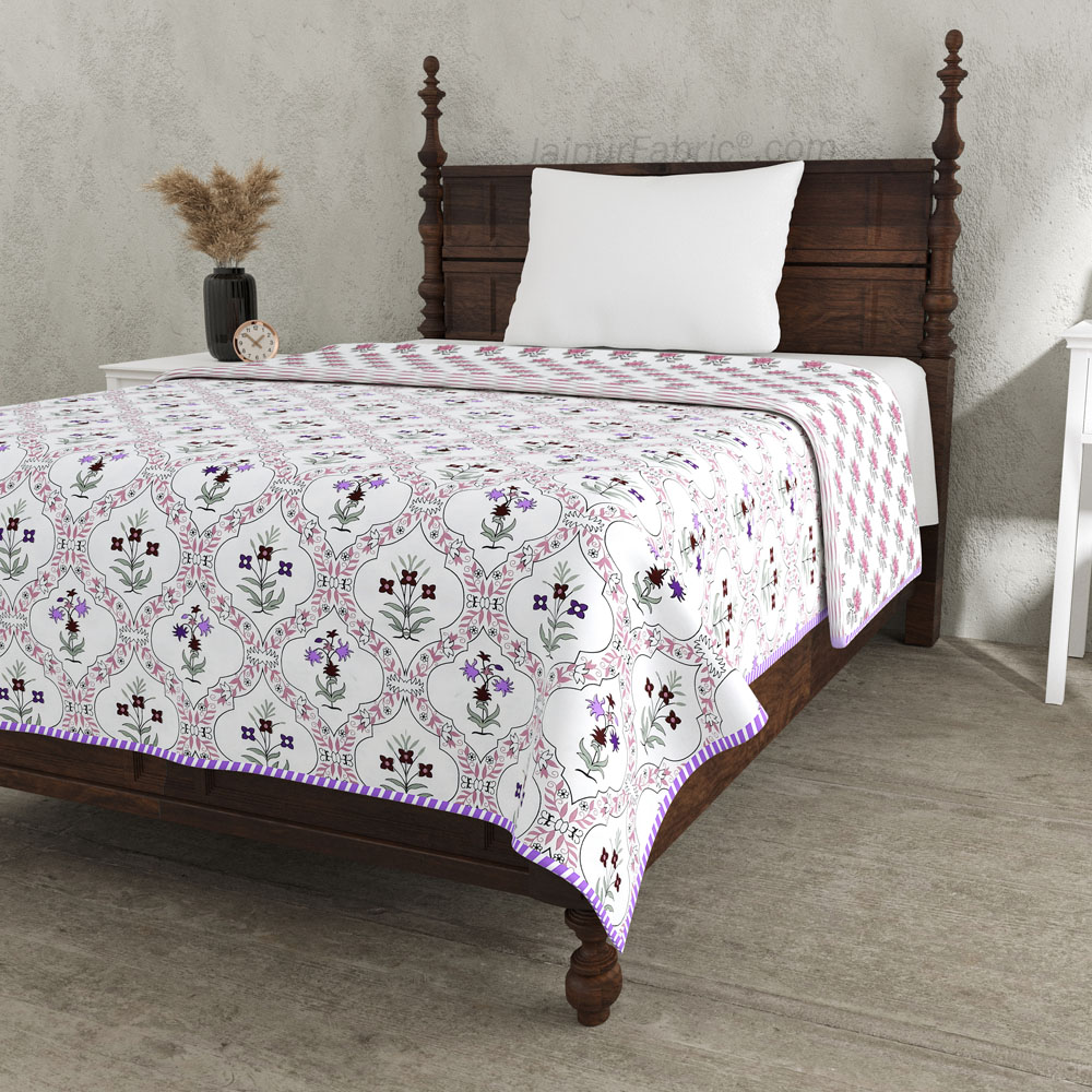 Mangal Jaal Purple Pure Cotton Reversible Single Bed AC Quilt Dohar