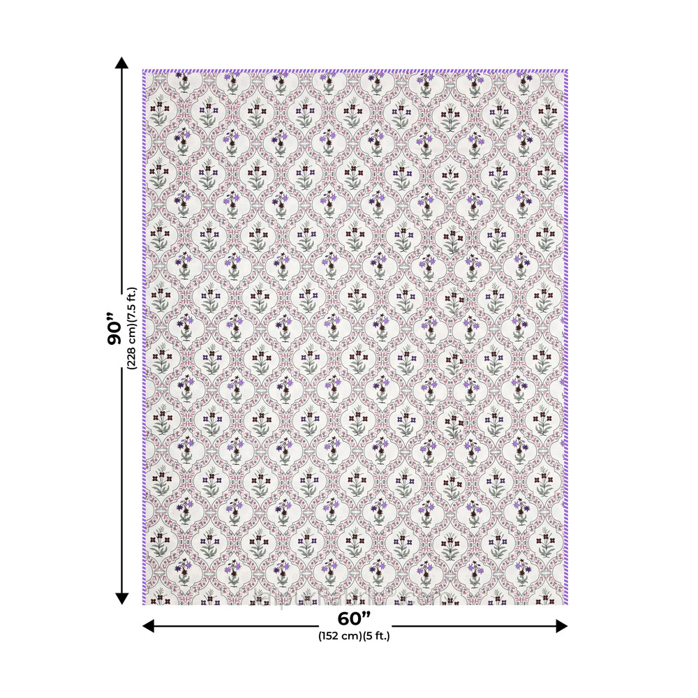 Mangal Jaal Purple Pure Cotton Reversible Single Bed AC Quilt Dohar