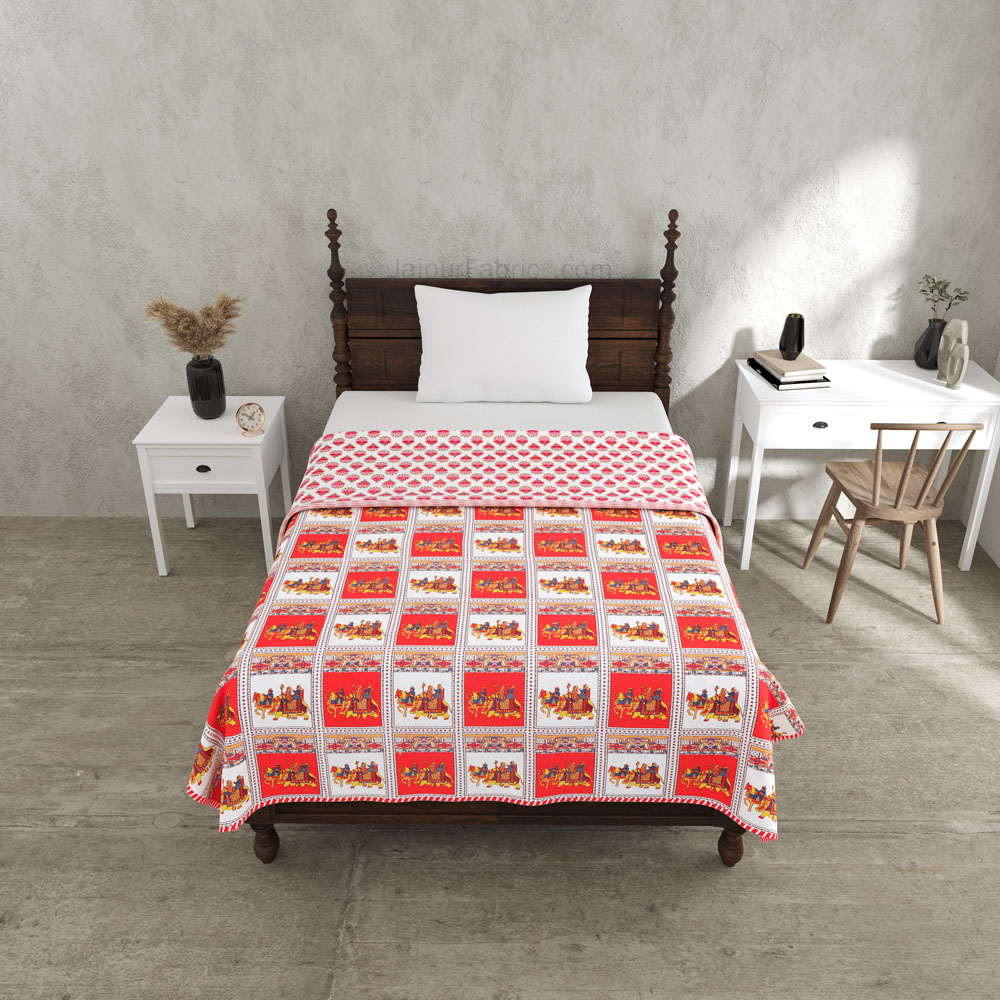 Royal Sanganeri Pure Cotton Reversible Single Bed AC Quilt Dohar