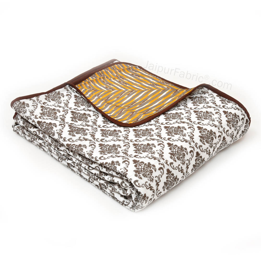 Ethnic Royal Brown Single Bed Dohar Blanket