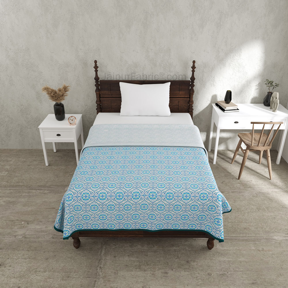 The Illusion Blueish Single Bed Dohar Blanket