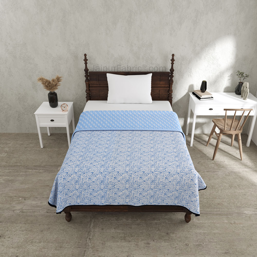 Geometricity Blue Single Bed Dohar Blanket