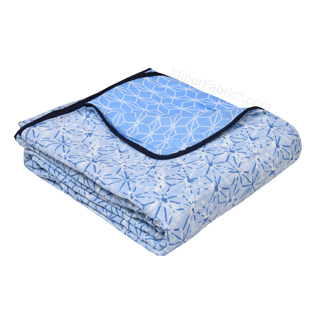 Geometricity Blue Single Bed Dohar Blanket