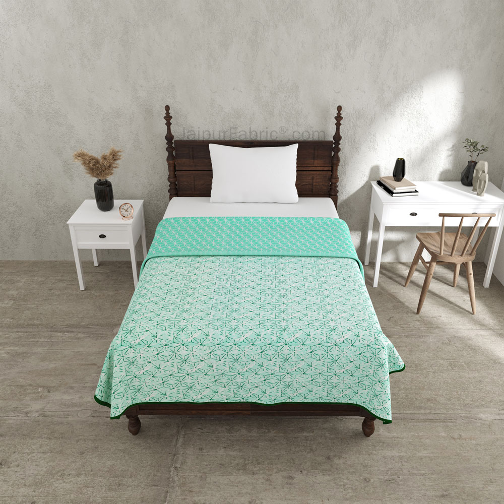 Geometricity Green Single Bed Dohar Blanket