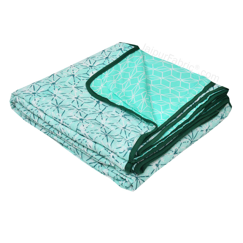 Geometricity Green Single Bed Dohar Blanket