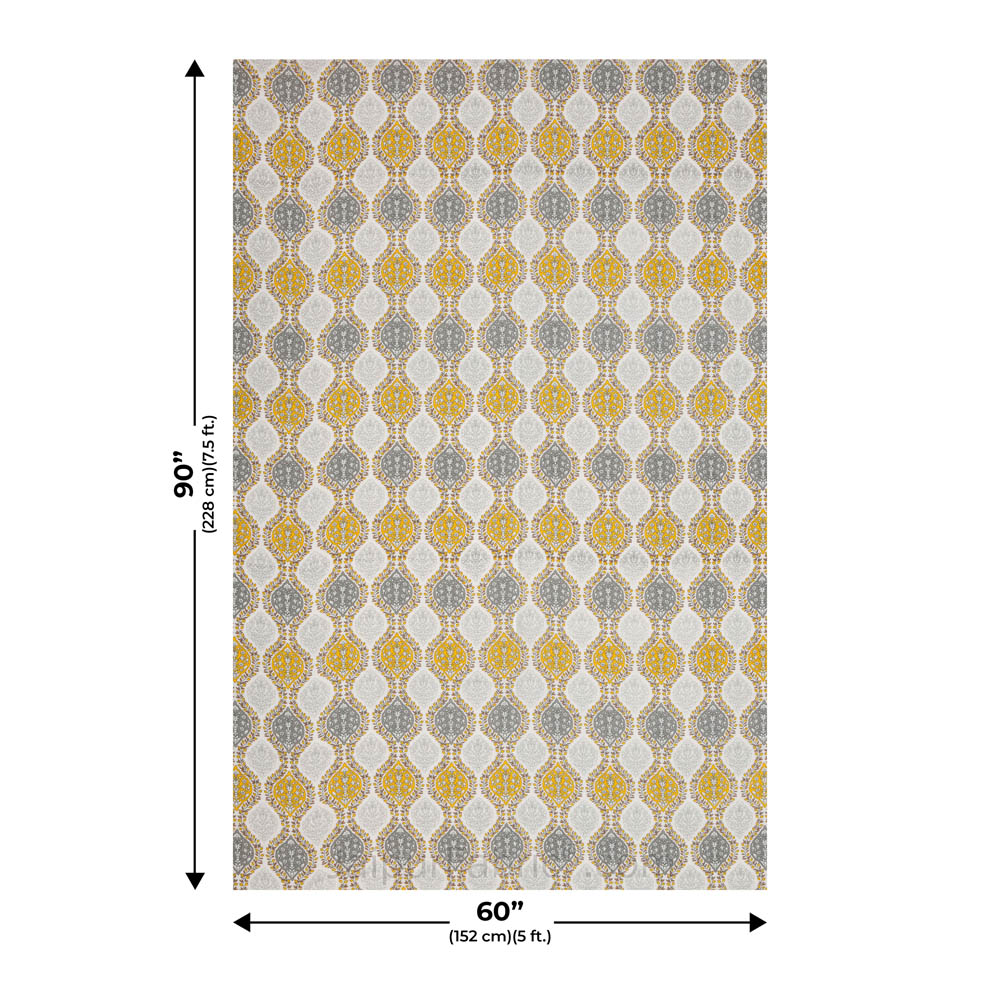 Wavy Ethnic Yellowish Grey Single Bed Dohar Blanket