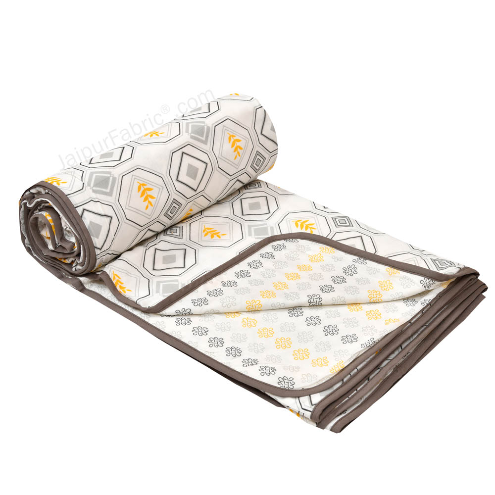 Artistic Maze Mustard Grey Single Bed Dohar Blanket