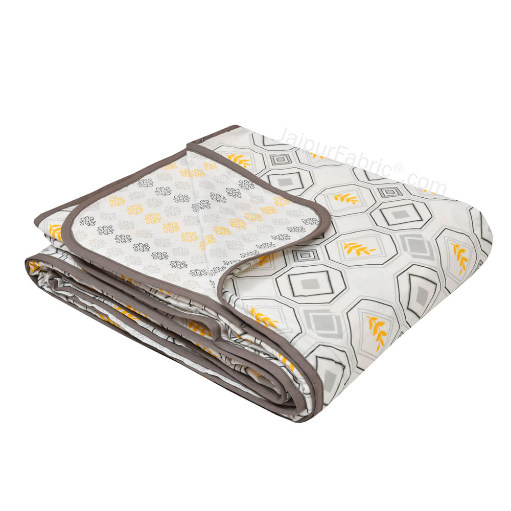 Artistic Maze Mustard Grey Single Bed Dohar Blanket