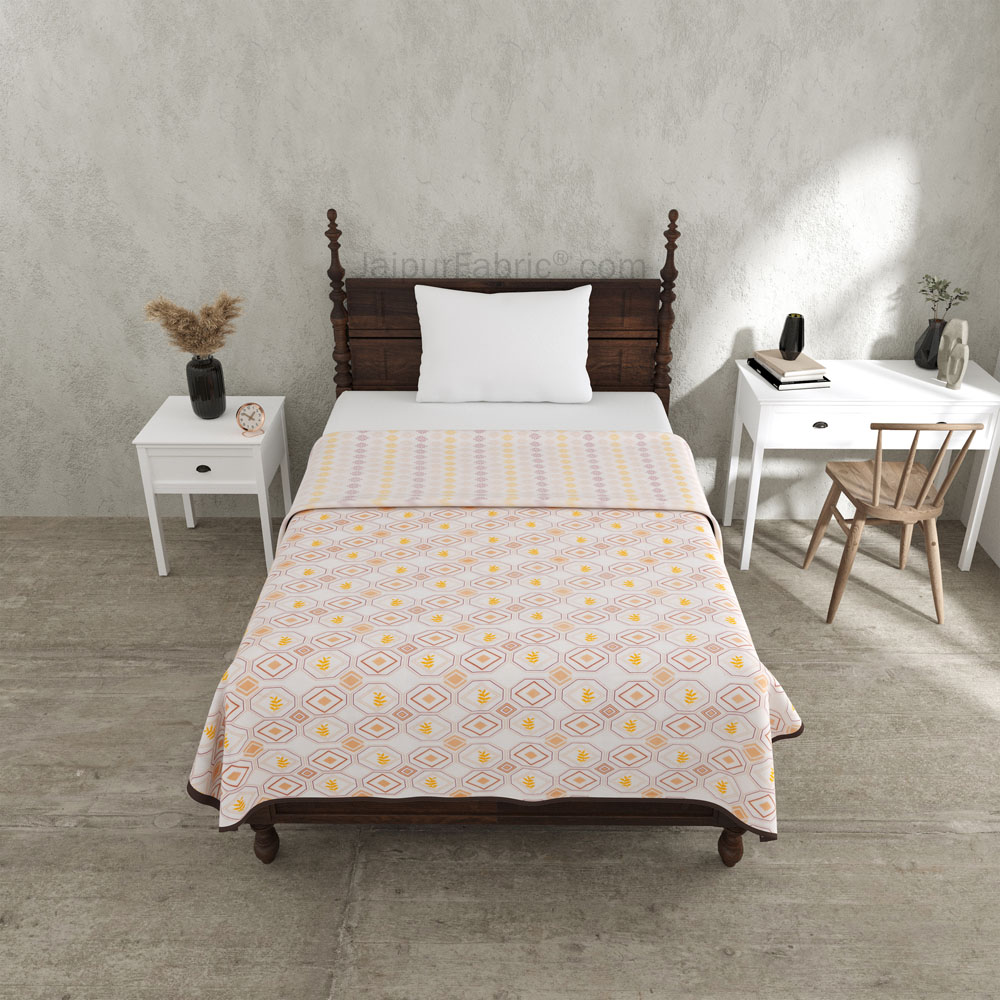 Artistic Maze Peach Yellow Single Bed Dohar Blanket