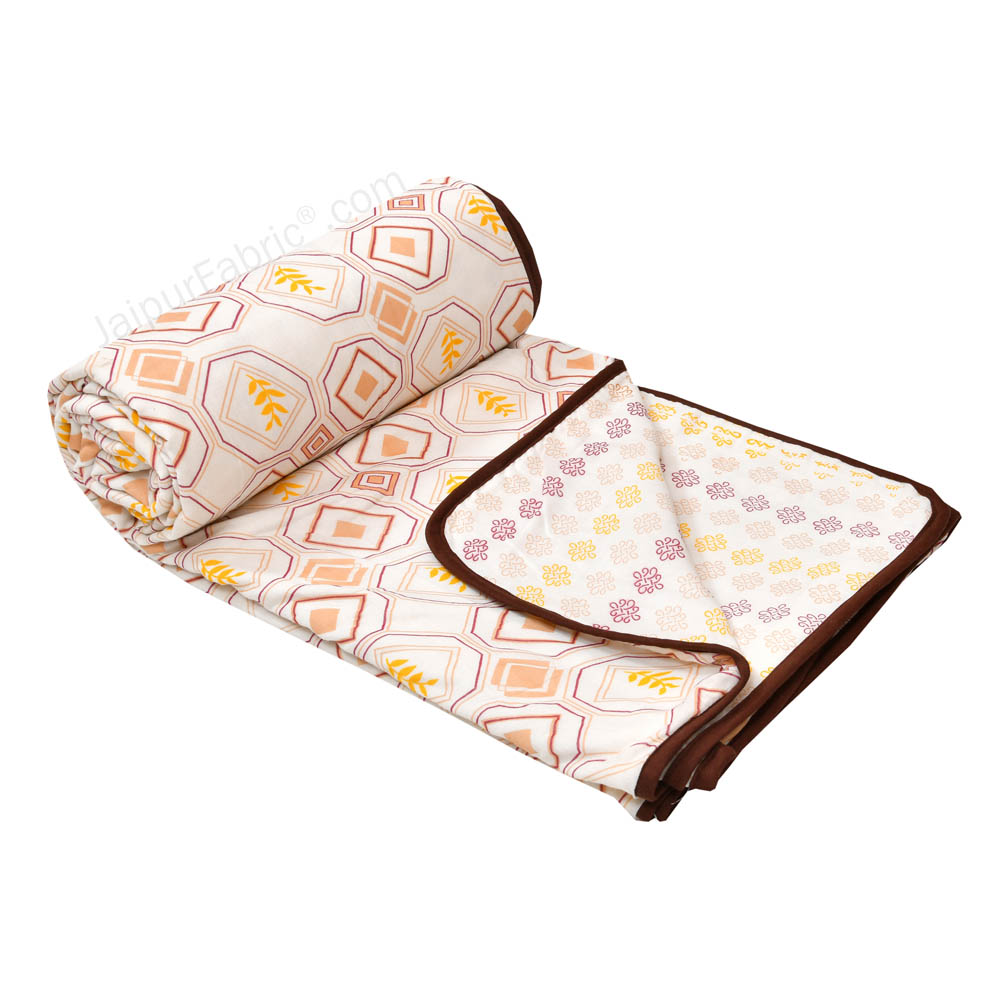 Artistic Maze Peach Yellow Single Bed Dohar Blanket