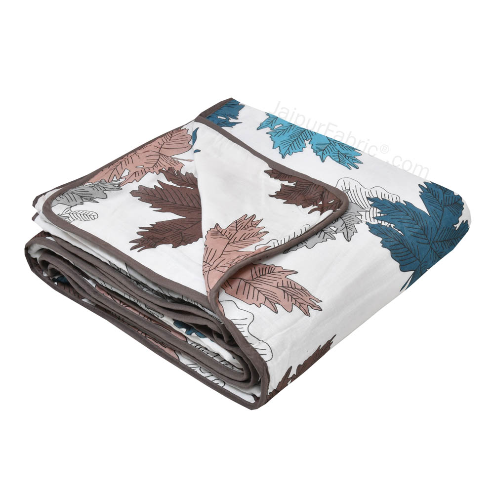 Maple Leaf MultiColor Single Bed Dohar Blanket