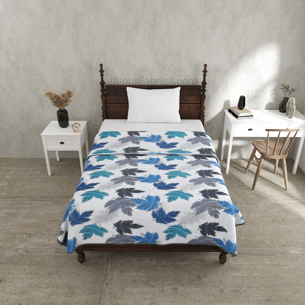 Maple Leaf Blueish Single Bed Dohar Blanket