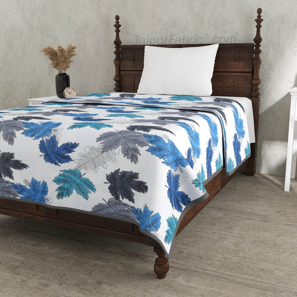 Maple Leaf Blueish Single Bed Dohar Blanket