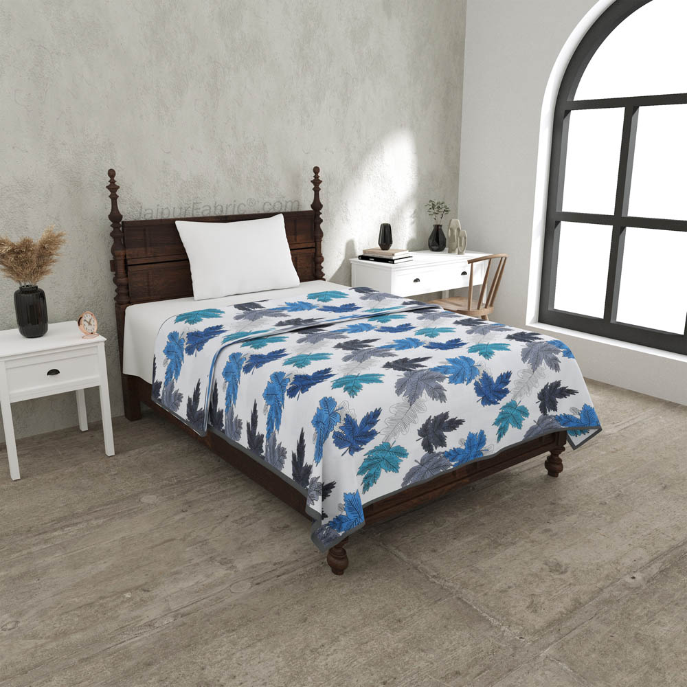 Maple Leaf Blueish Single Bed Dohar Blanket