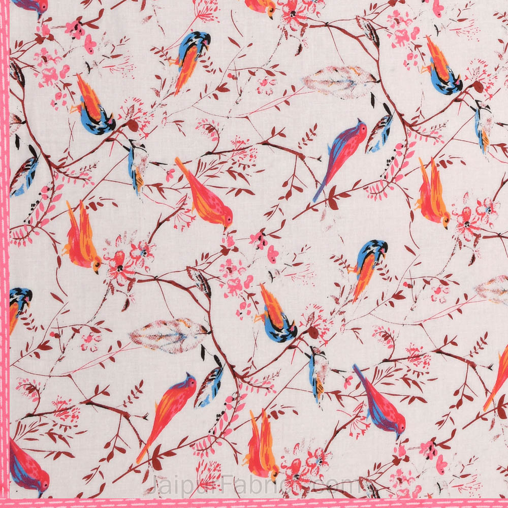 Parakeets Pink Single Bed Dohar Blanket