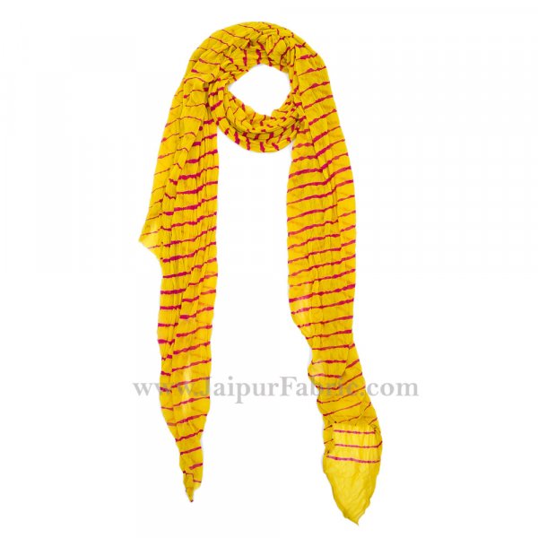 Lehariya Chiffon Yellow Jaipuri Rajasthani Bandhni Bandhej Dupatta Chunni