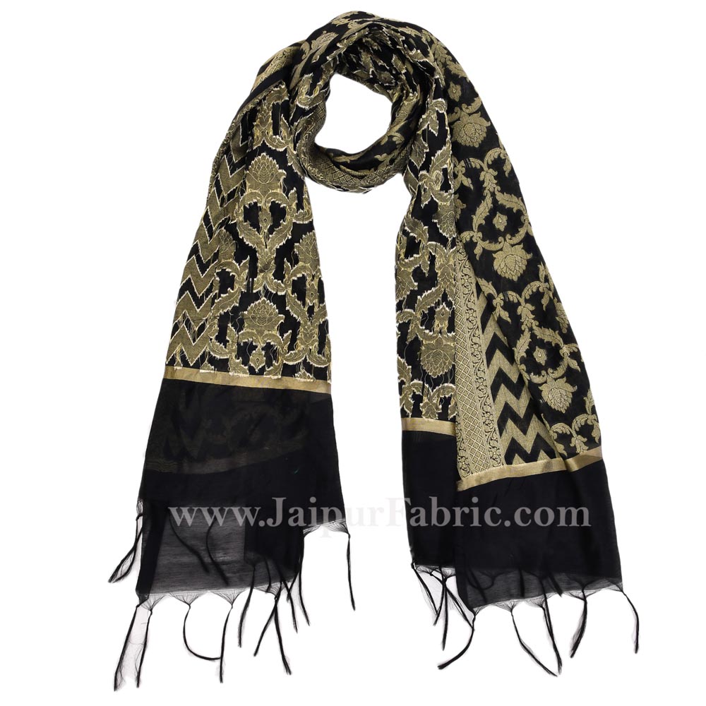 Black Jaipuri chanderi Rajasthani Multi-Colored Heavy Dupatta Chunni