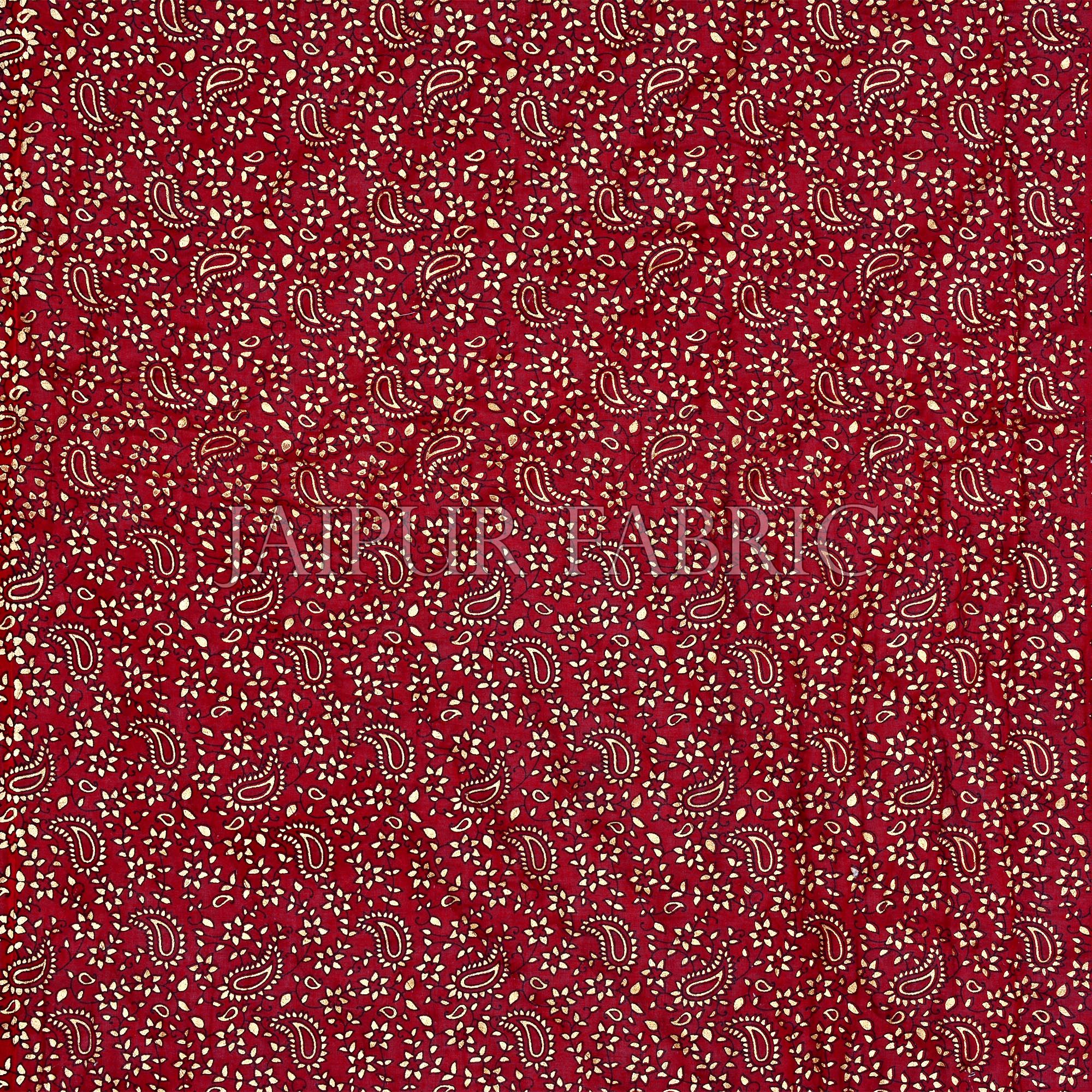 Maroon Base Golden Print Fine Cotton Double Quilt