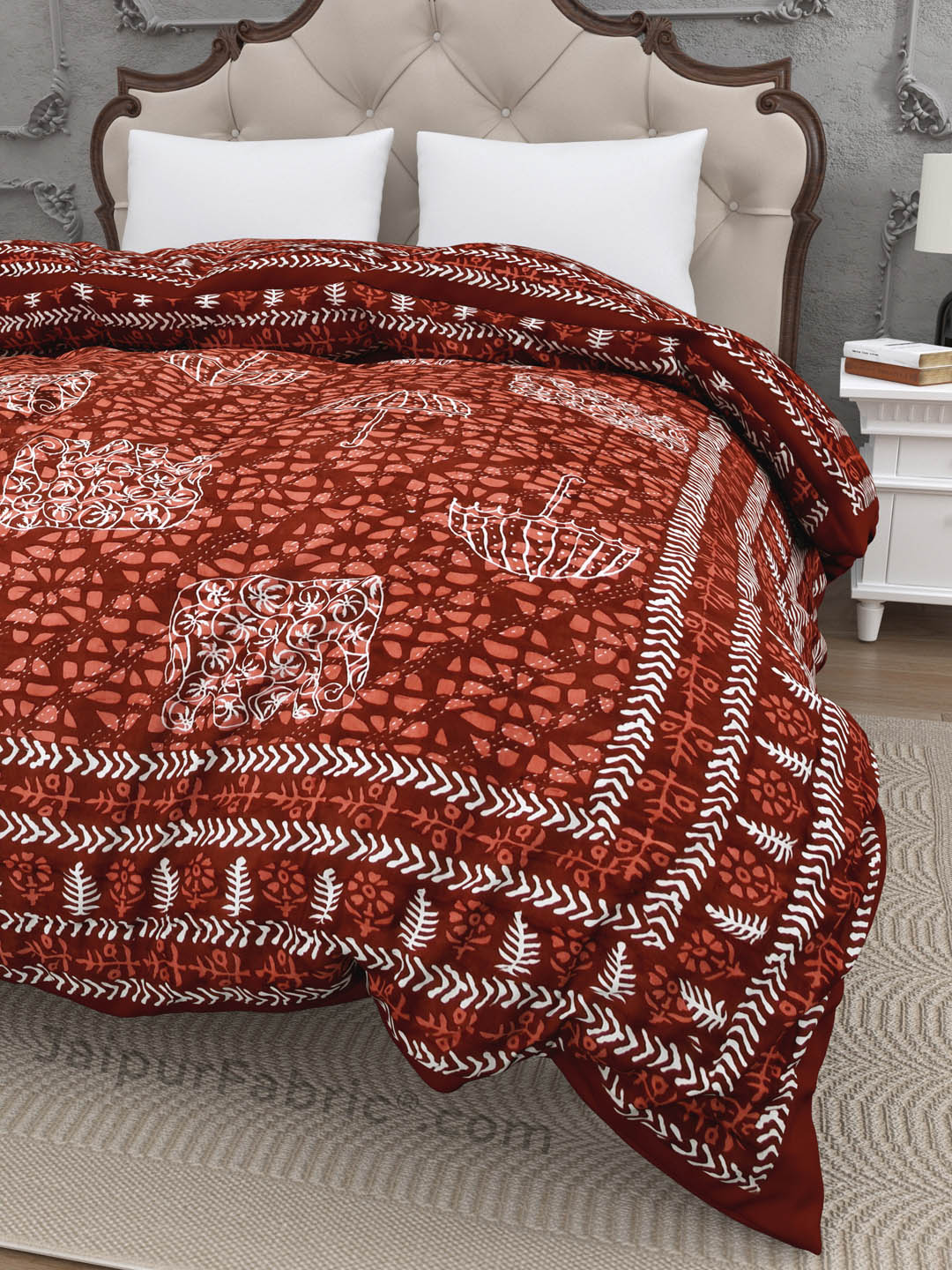 Jaipuri Rajai Daabu Shahi Savari 300GSM Fine Cotton Red Double Bed Quilt