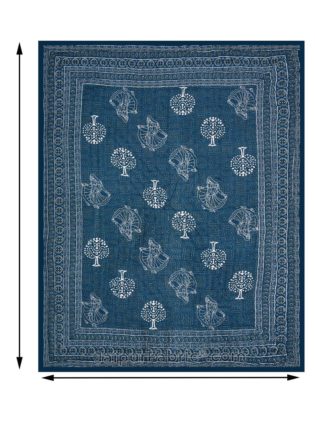 Jaipuri Rajai Daabu Ghoomar 300GSM Fine Cotton Blue Double Bed Quilt