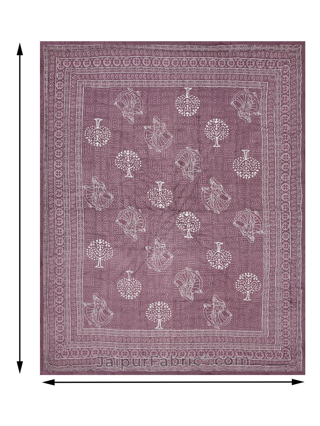 Jaipuri Rajai Daabu Ghoomar 300GSM Fine Cotton Purple Double Bed Quilt