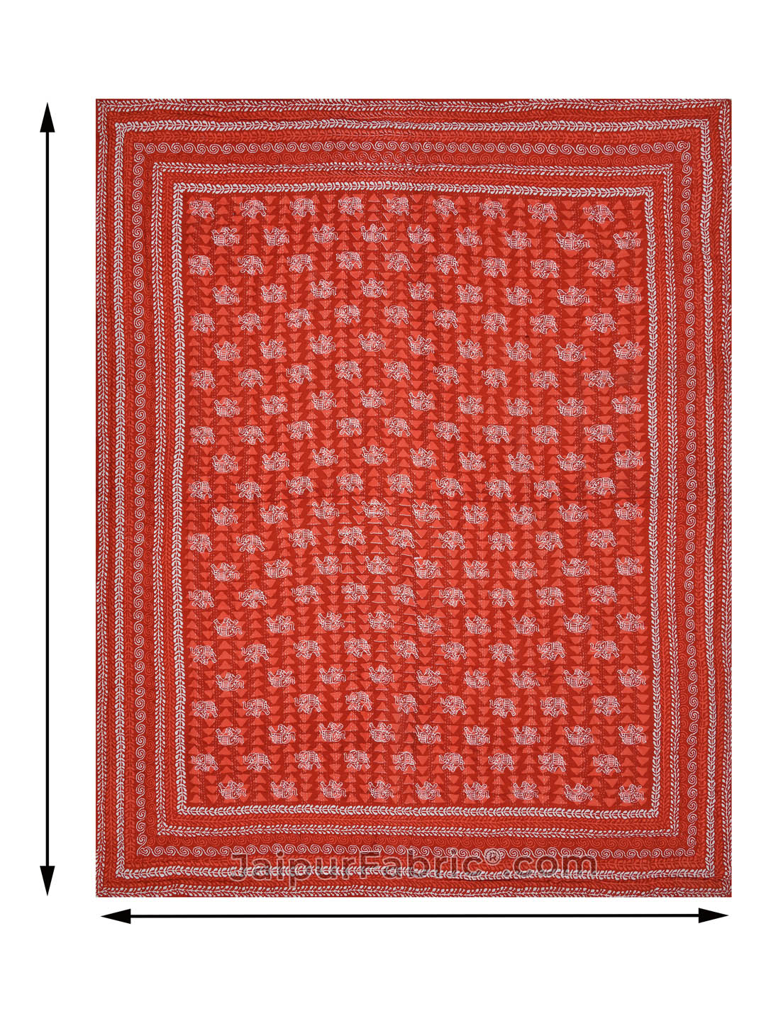 Jaipuri Rajai Daabu Traditional Print 300GSM Fine Cotton Red Double Bed Quilt