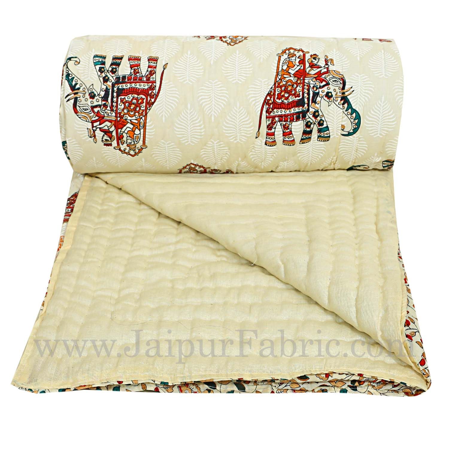 Jaipur Razai Double Bed With Satrangi Elephant Pattern Combo Pack