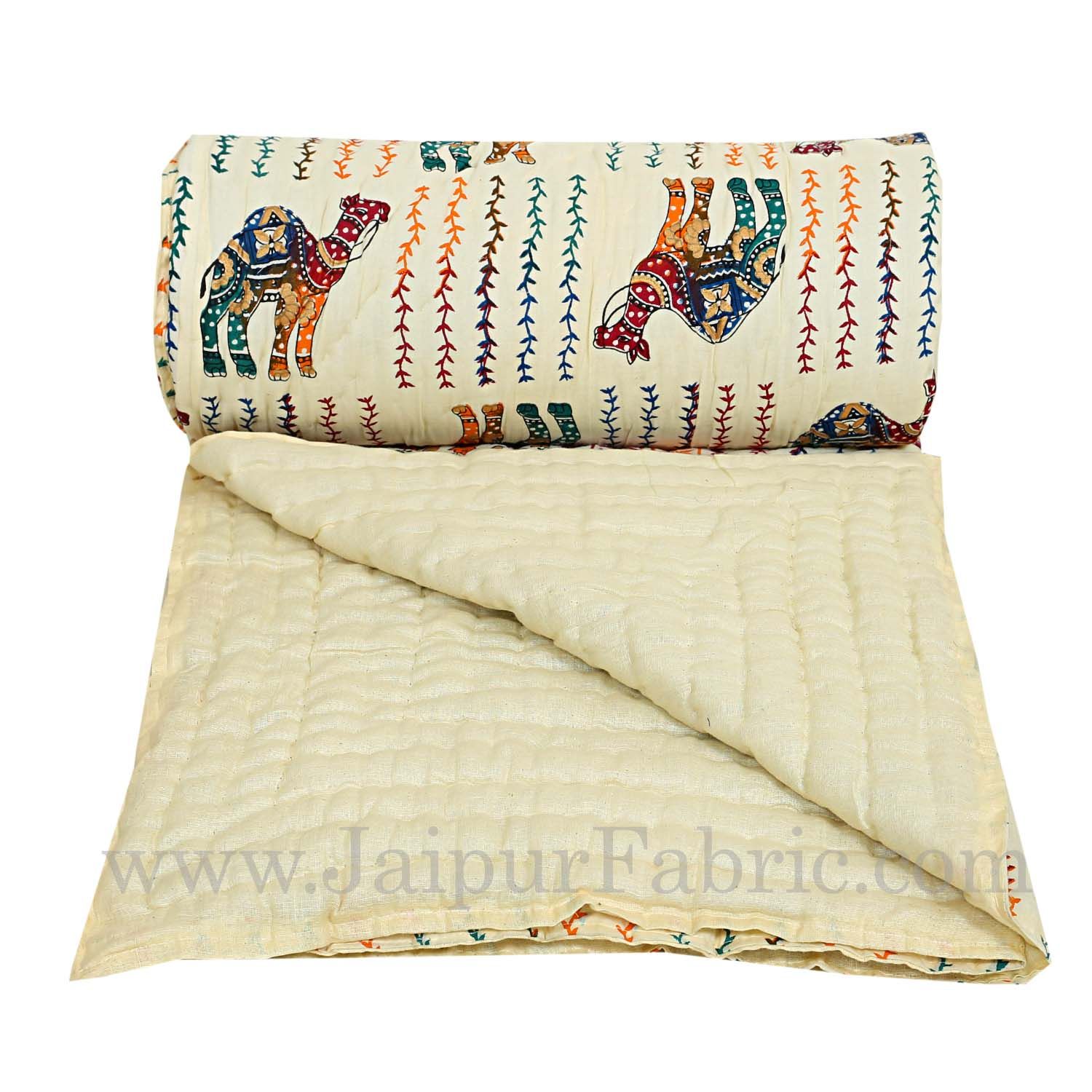 jaipur Razai Double Bed With Satrangi Camel Pattern Combo Pack