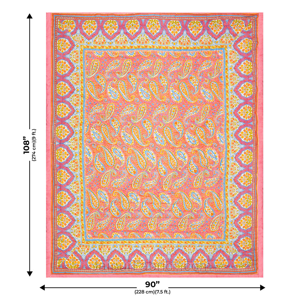 JaipurFabric® Paisley MultiColor Premium Cotton Double Bed Quilt