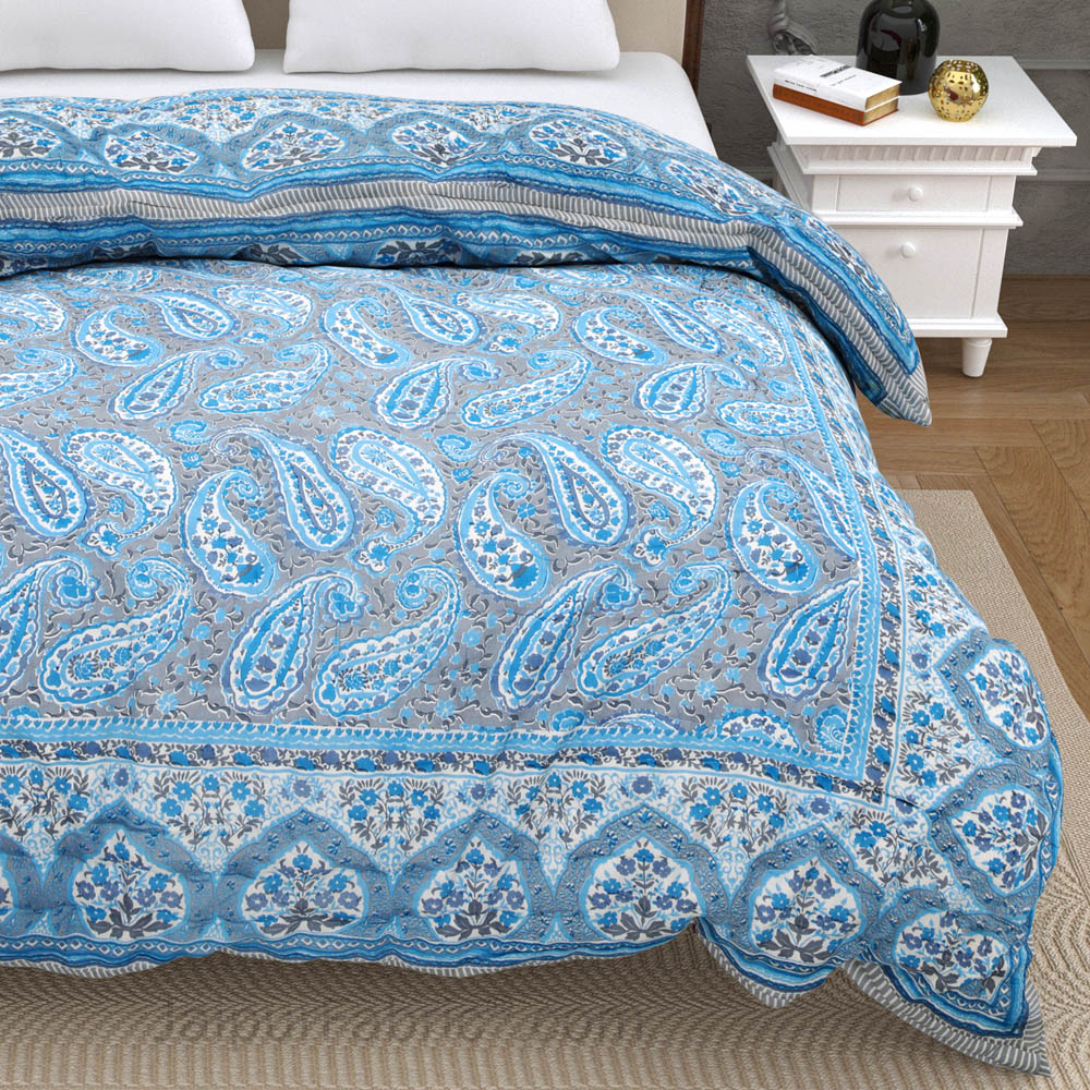 Paisley Blue Premium Cotton Bed in a Bag Set of 4