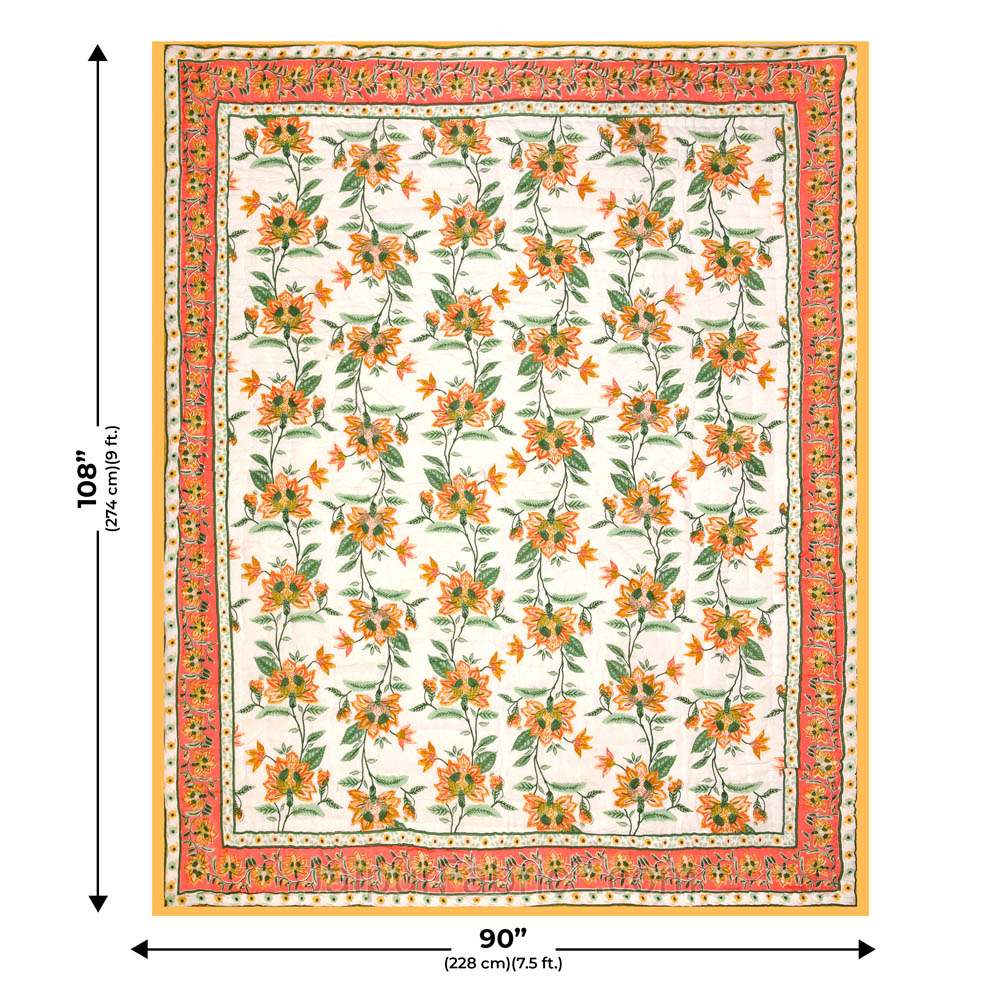 JaipurFabric® Blooming Dale Amber Premium Cotton Double Bed Quilt