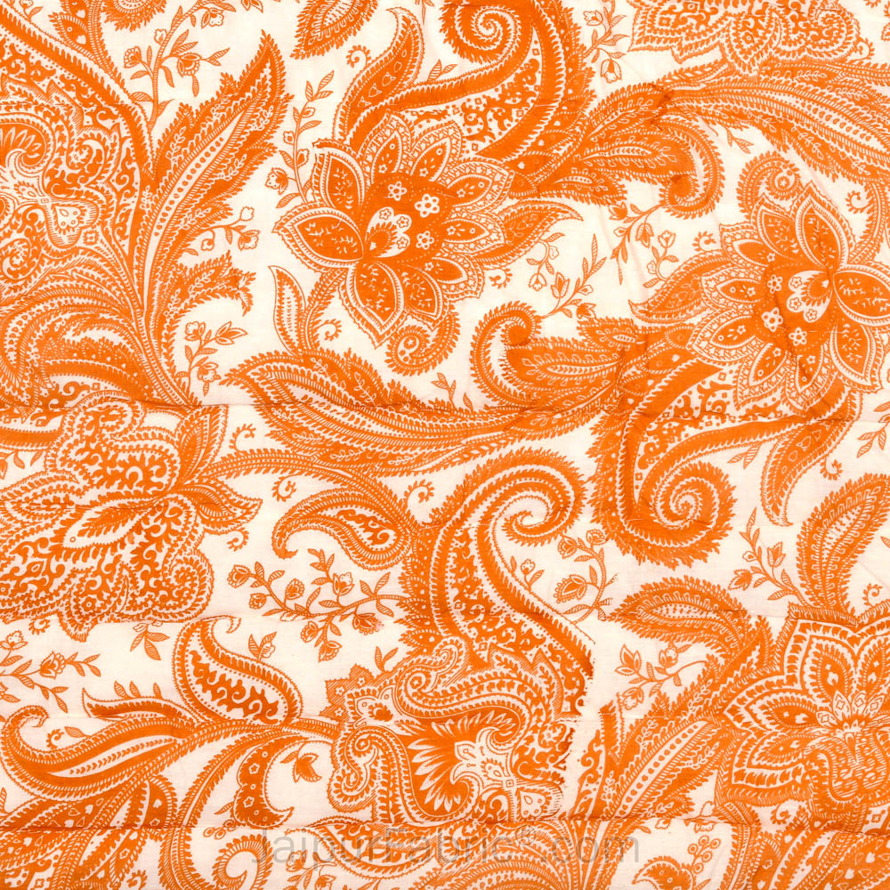 JaipurFabric® Booti Block Print Peachy Premium Cotton Double Bed Quilt