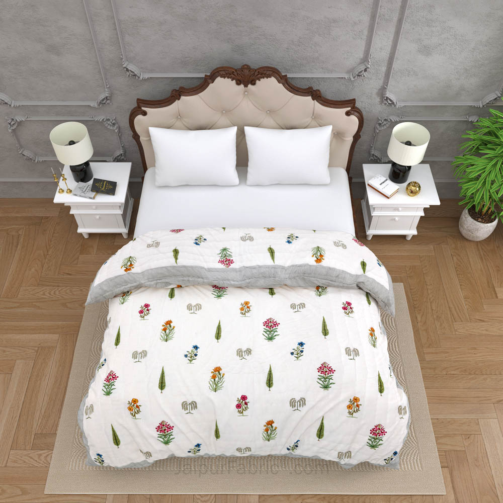 JaipurFabric® Green Pacific Premium Cotton Double Bed Quilt