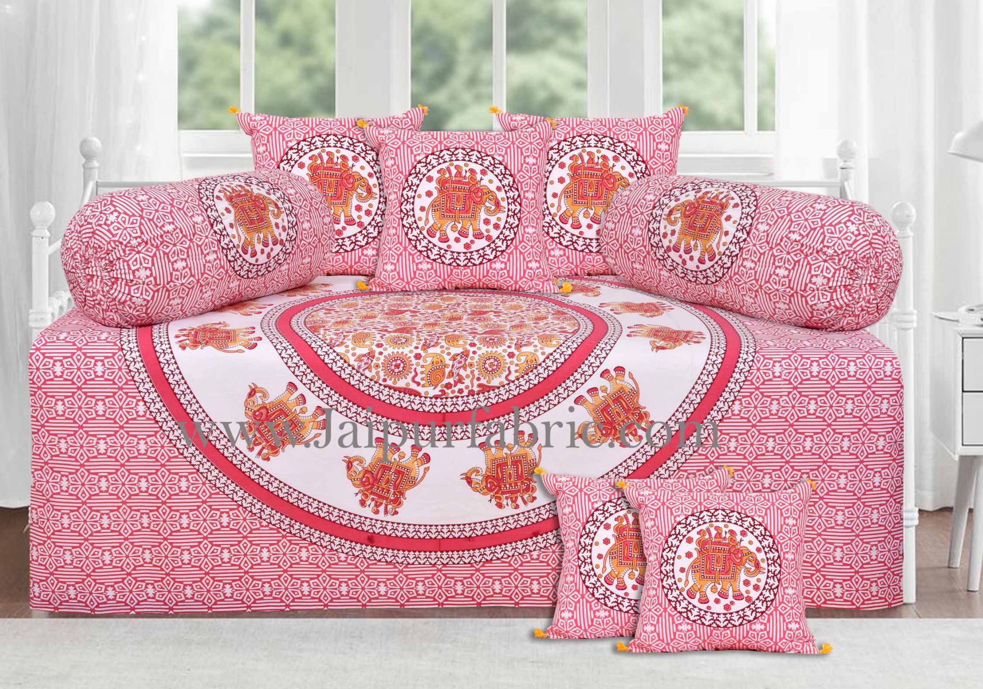 Rose pink royal elephant ride diwan set