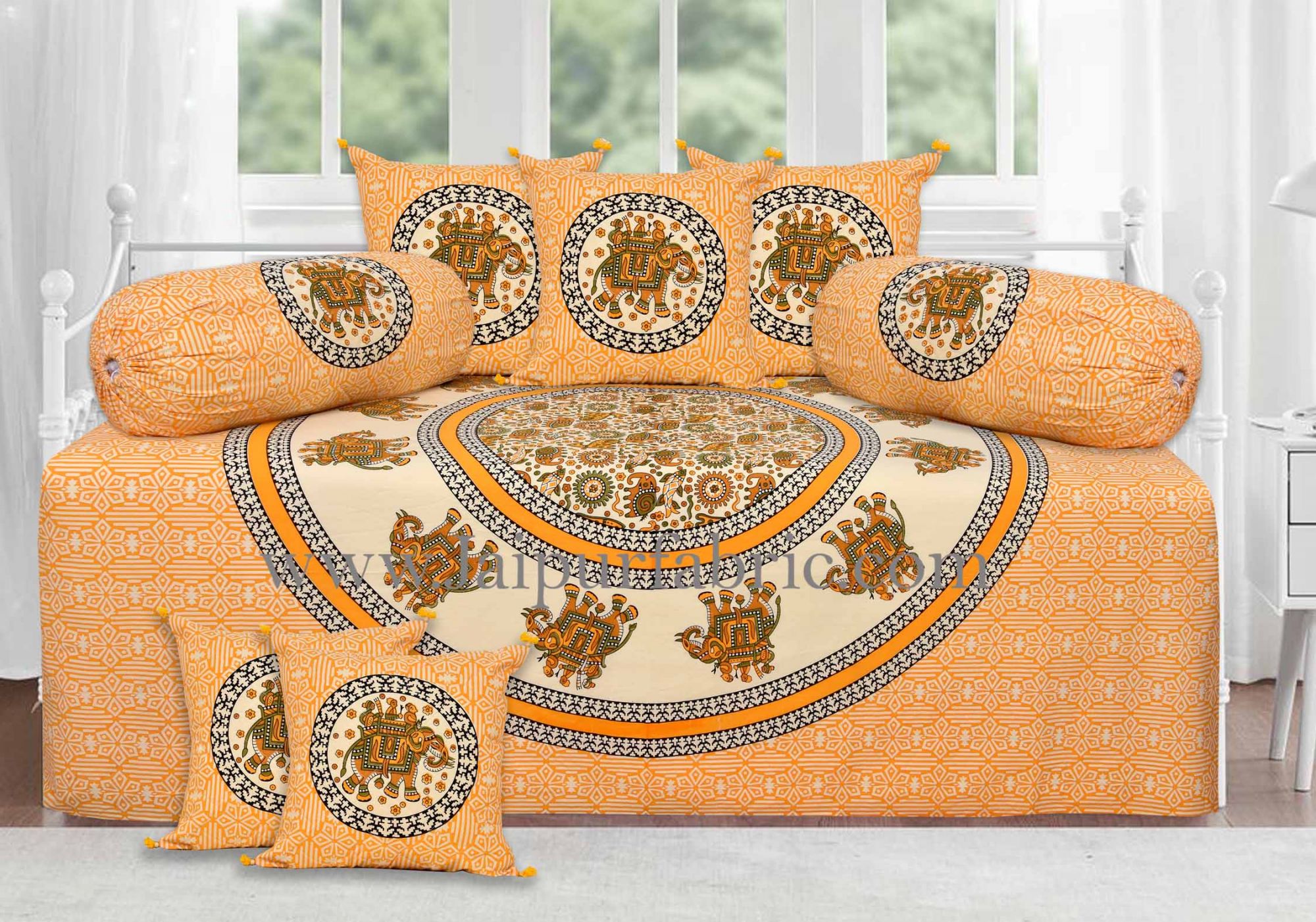 Sunrise Orange royal elephant ride diwan set