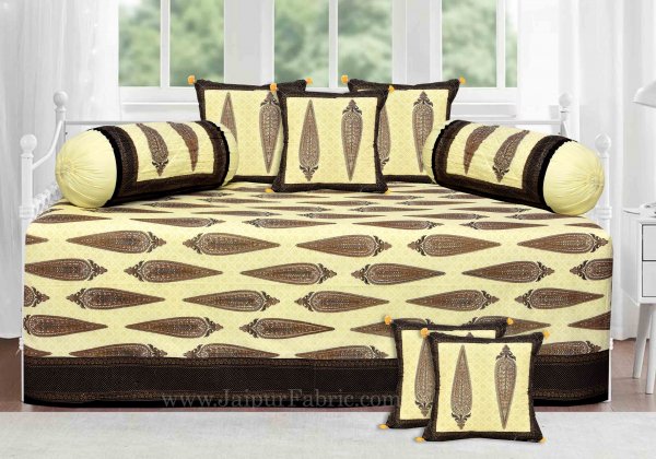 Black Border Paisley Gold Print Diwan Set