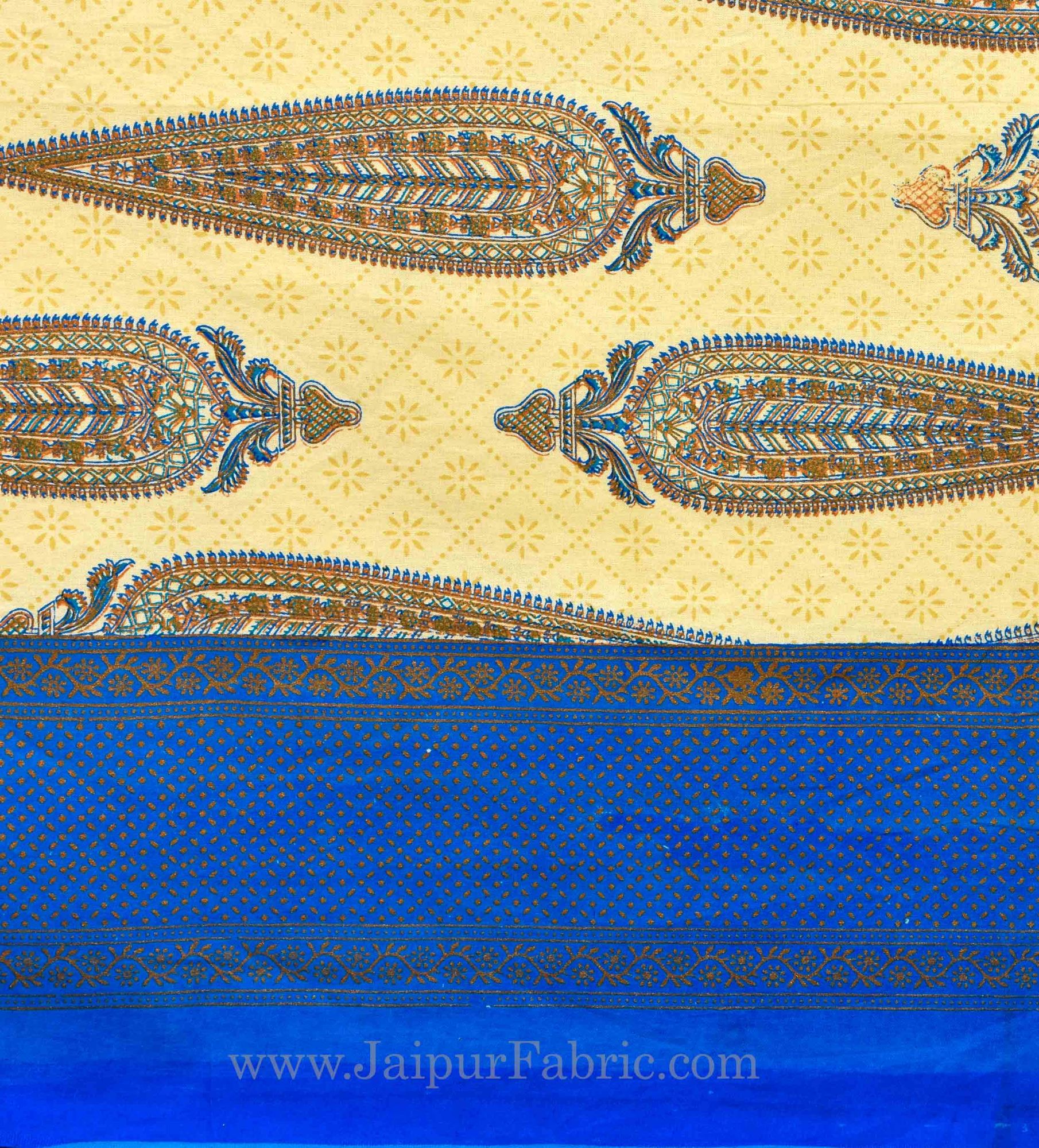 Blue Border Paisley Gold Print Diwan Set